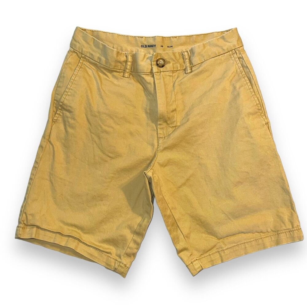 Old Navy Mens Khaki Chino Shorts Slim Fit Tan Size 28